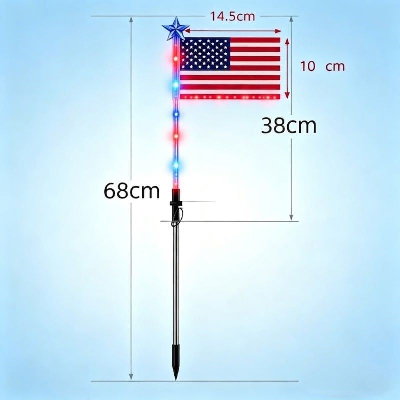 🔥Last Day: 49% OFF🔥8 Solar American Flag Pathway Lights – Red, White & Blue Yard Glow for 250th Independence Celebration 🇺🇸✨