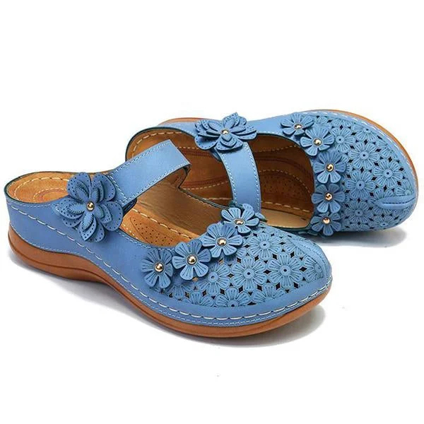 Comfy Floral Slip-On Wedge Sandal