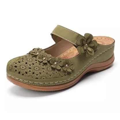 Comfy Floral Slip-On Wedge Sandal