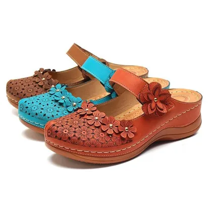 Comfy Floral Slip-On Wedge Sandal