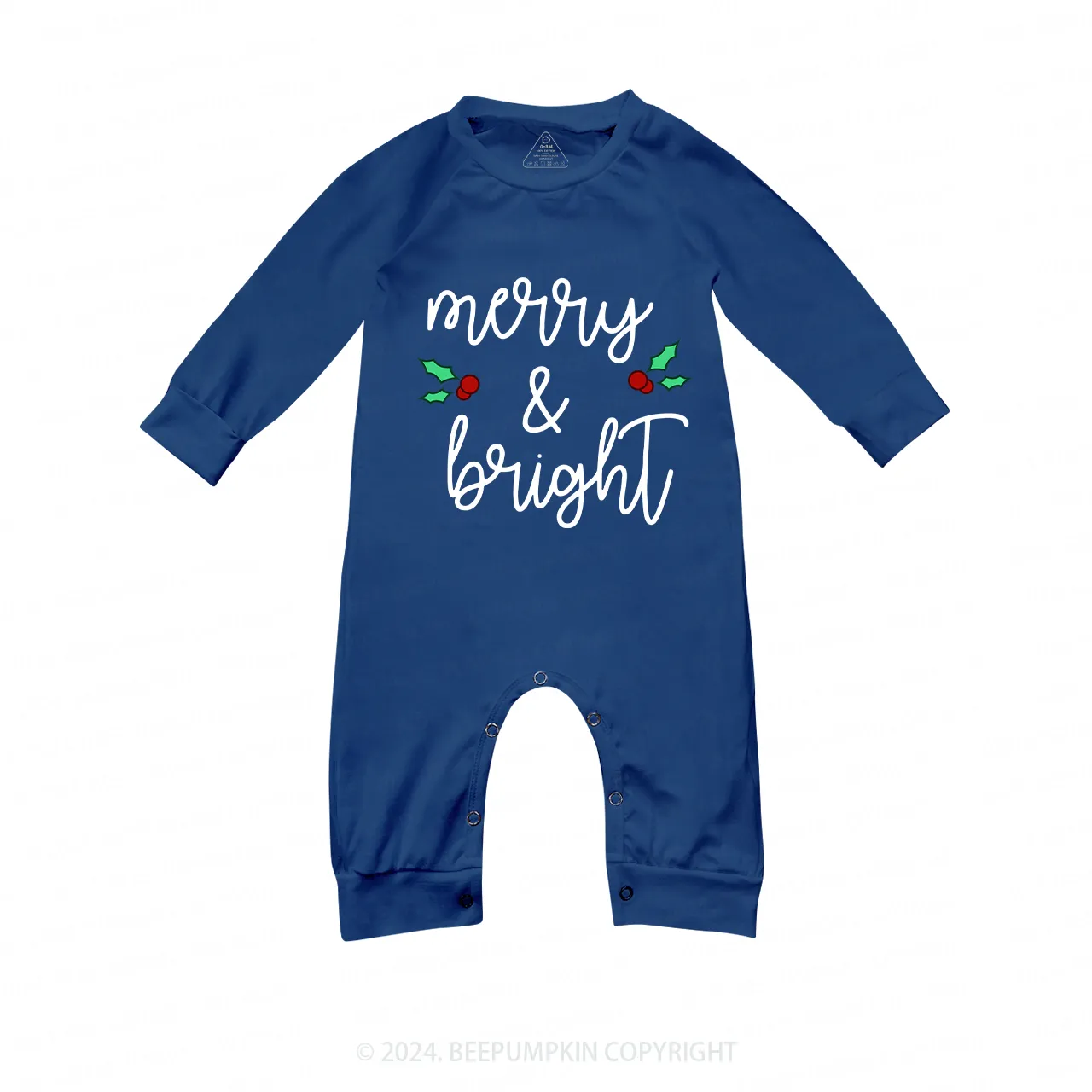 Merry&Bright Christmas Family Matching Blue Pajamas Beepumpkin