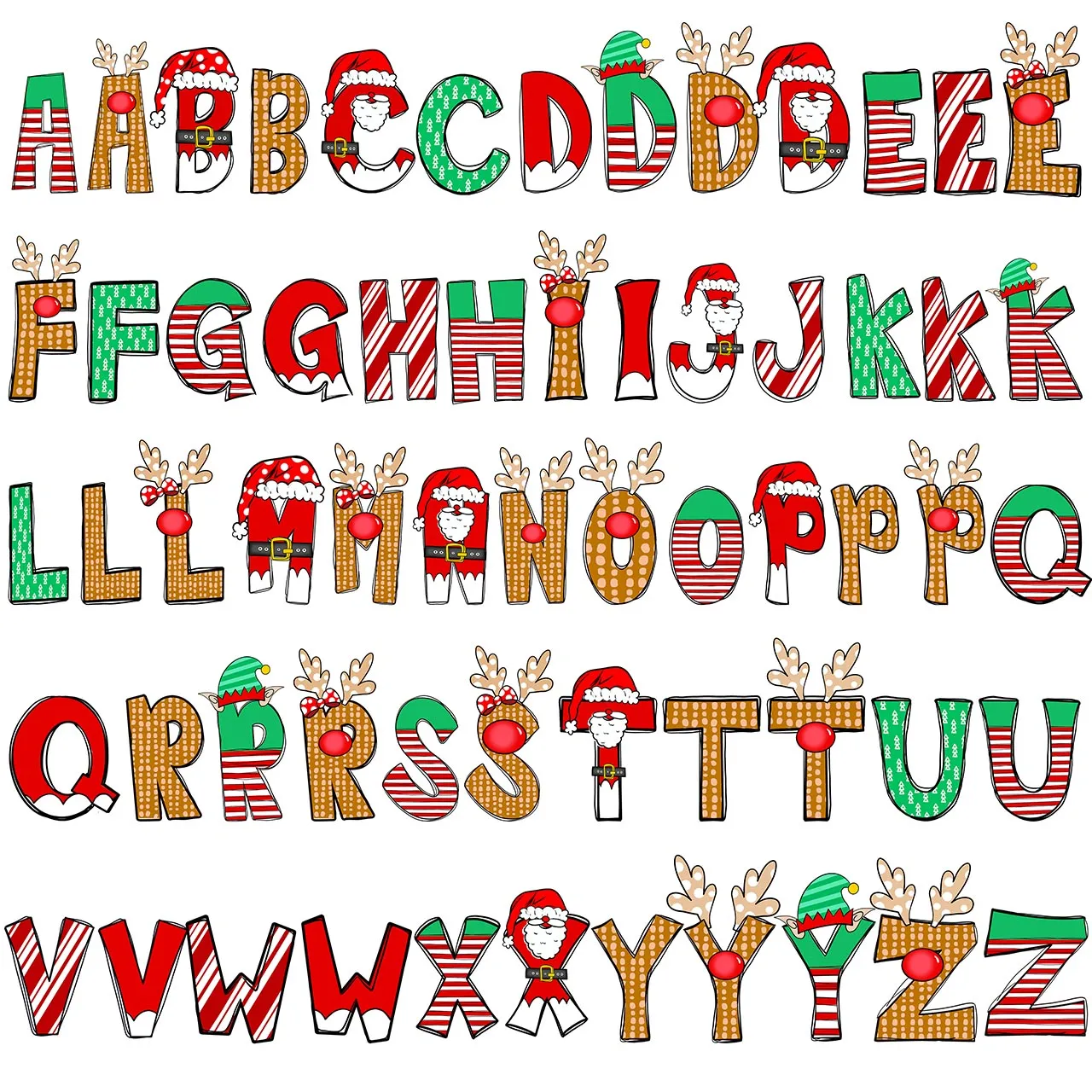 Personalized Cartoon Font Santa Family Matching Pajamas Beepumpkin