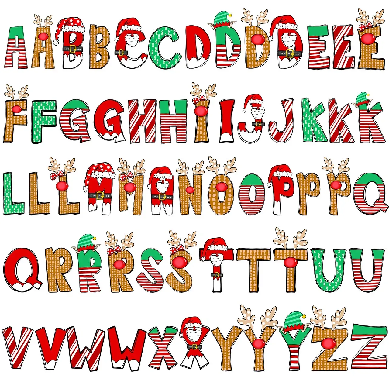 Personalized Cartoon Font Santa Family Matching Pajamas Beepumpkin