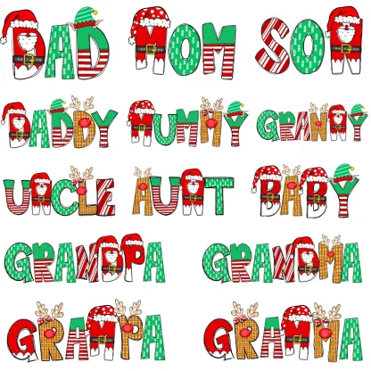 Personalized Cartoon Font Santa Family Matching Pajamas Beepumpkin
