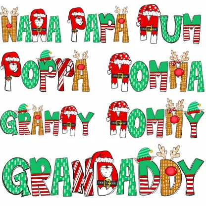 Personalized Cartoon Font Santa Family Matching Pajamas Beepumpkin
