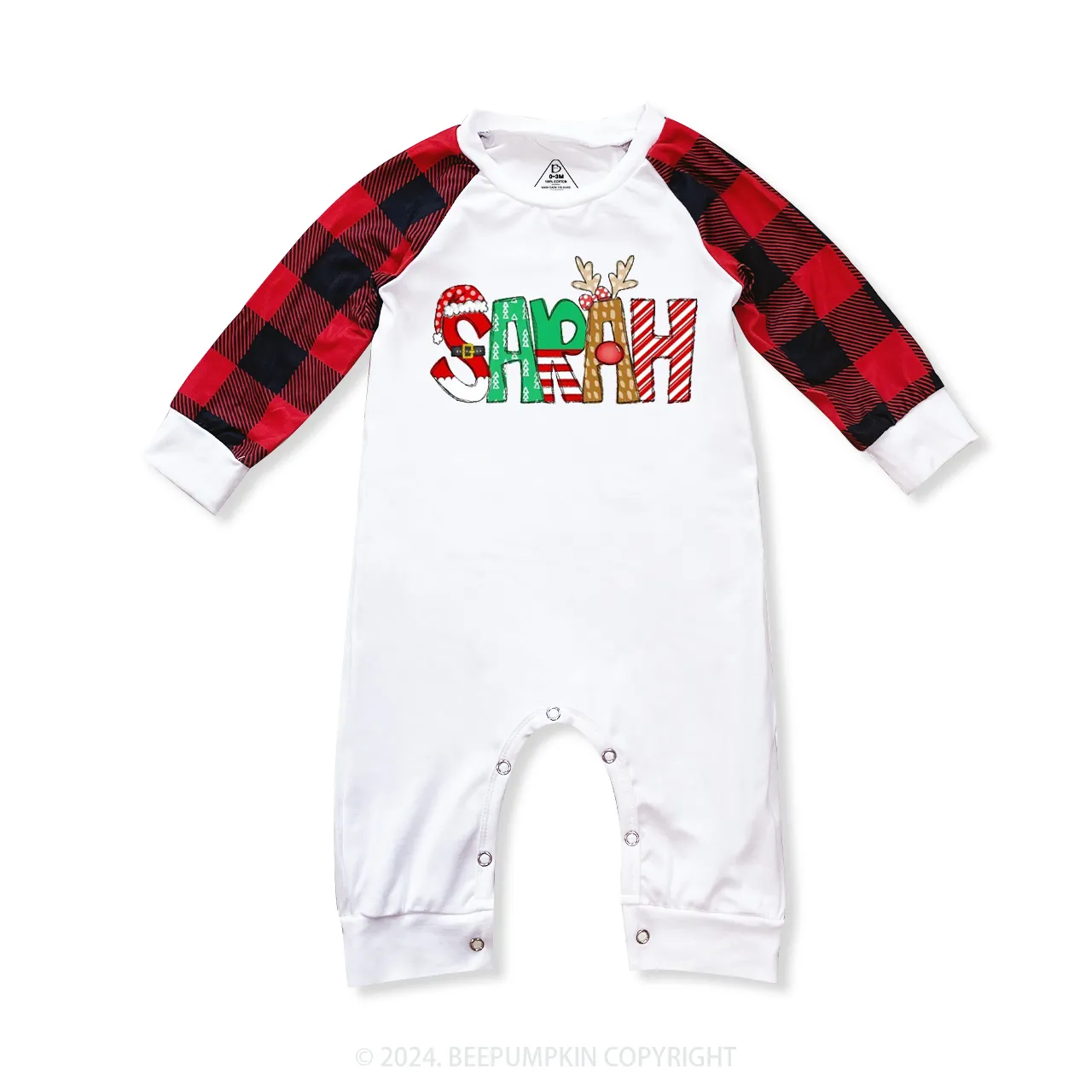 Personalized Cartoon Font Santa Family Matching Pajamas Beepumpkin