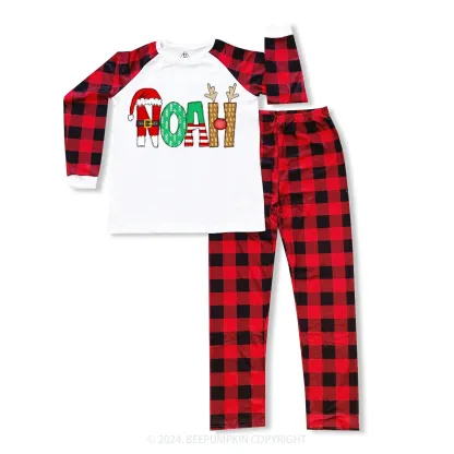 Personalized Cartoon Font Santa Family Matching Pajamas Beepumpkin