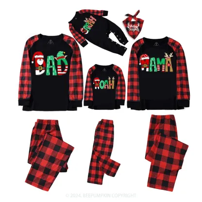 Personalized Cartoon Font Santa Family Matching Pajamas Beepumpkin