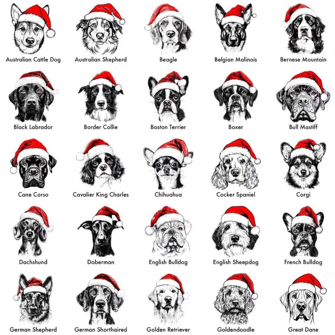 Personalized Santa Paws Dog Breed Family Matching Pajamas