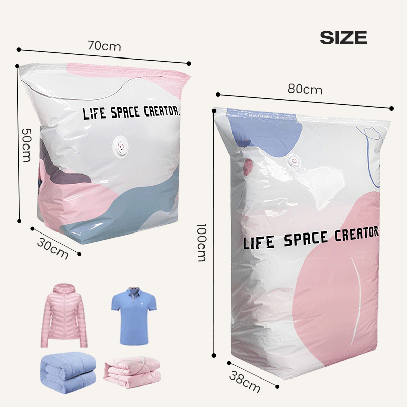 Thickened Stereoscopic No-Pump Vacuum Compression Bag