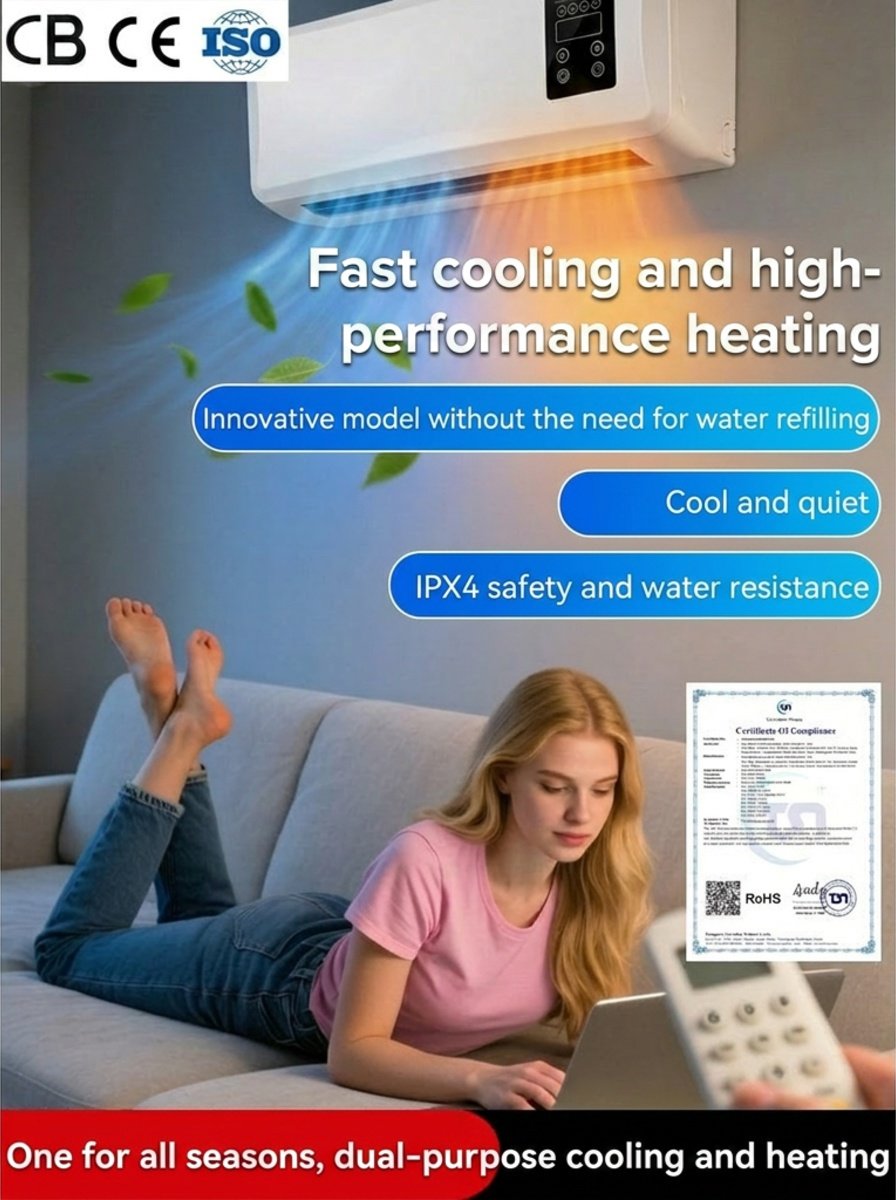 Wall-mounted air conditioner for domestic use, cooling and heating