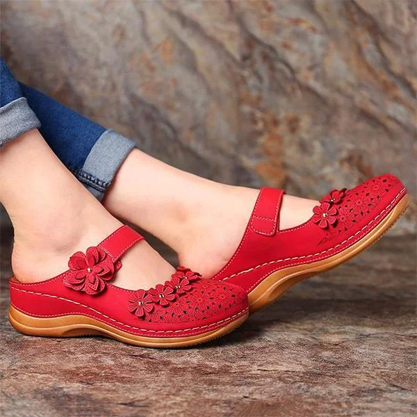 Comfy Floral Slip-On Wedge Sandal