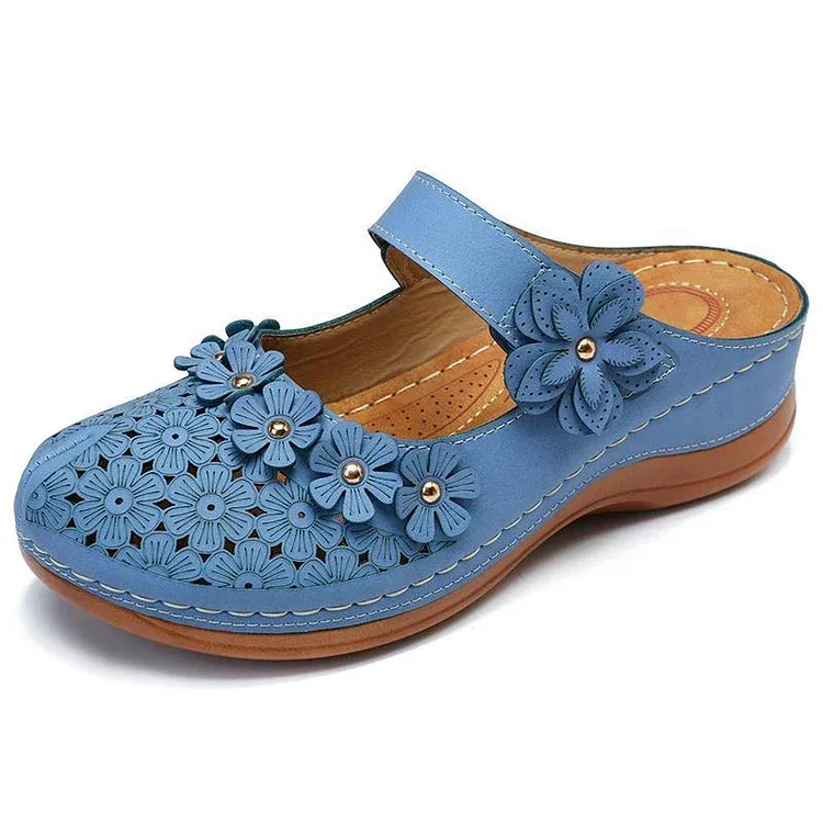 Comfy Floral Slip-On Wedge Sandal