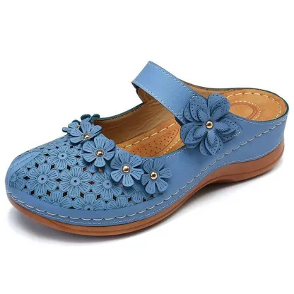 Comfy Floral Slip-On Wedge Sandal