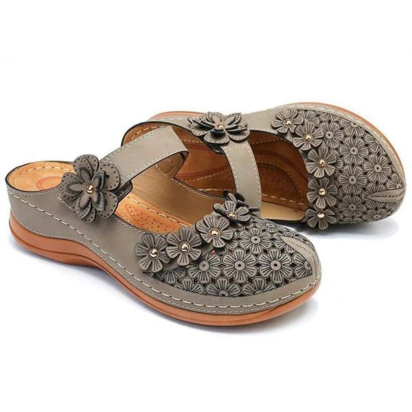 Comfy Floral Slip-On Wedge Sandal