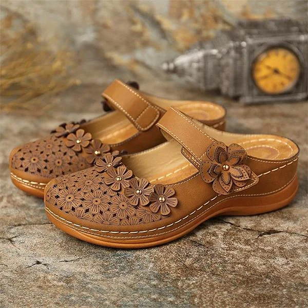 Comfy Floral Slip-On Wedge Sandal