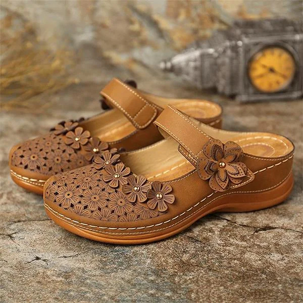 Comfy Floral Slip-On Wedge Sandal