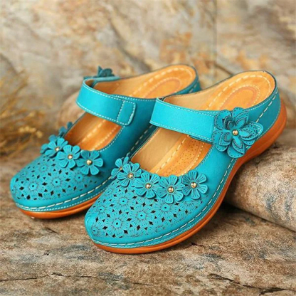 Comfy Floral Slip-On Wedge Sandal