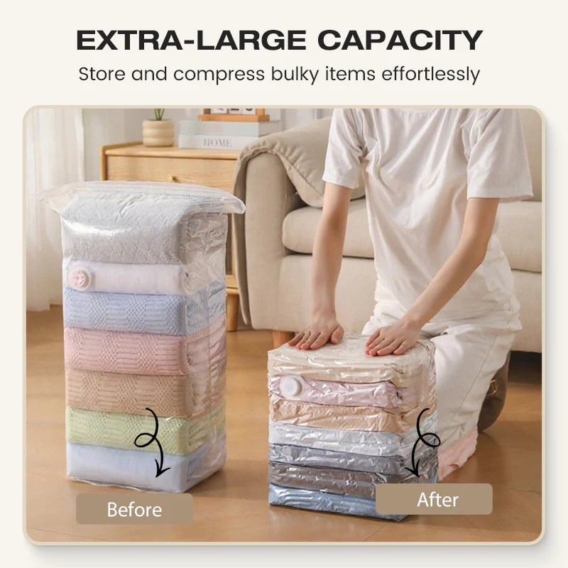 Thickened Stereoscopic No-Pump Vacuum Compression Bag