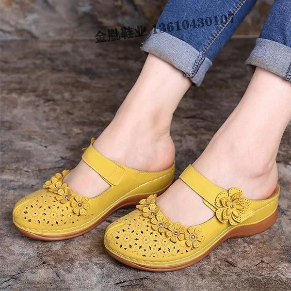 Comfy Floral Slip-On Wedge Sandal