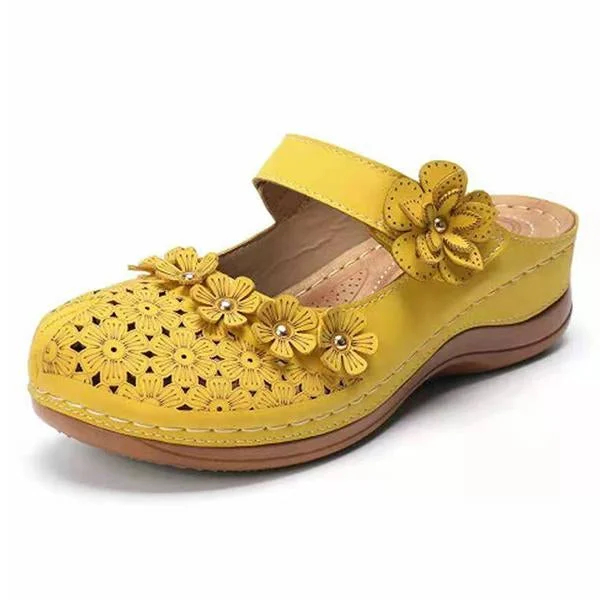 Comfy Floral Slip-On Wedge Sandal