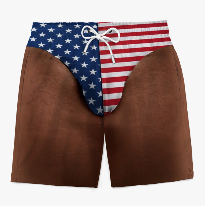 Custom Funny Patriotic Men Swim Trunks - Personalized Summer Vacation And Travel Gifts For Men - Freedom And Chill
