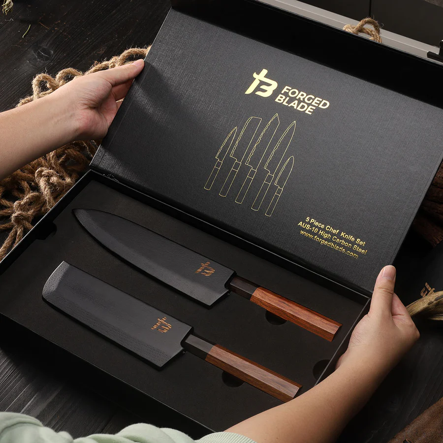 🔪Set de cuțite de bucătar din 5 piese din oțel AUS-10 forjat cu grijă