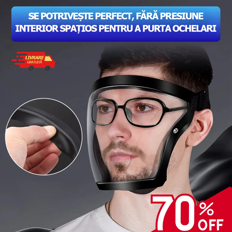 Viziera protejează fața, ochii și căile respiratorii în timpul lucrului.