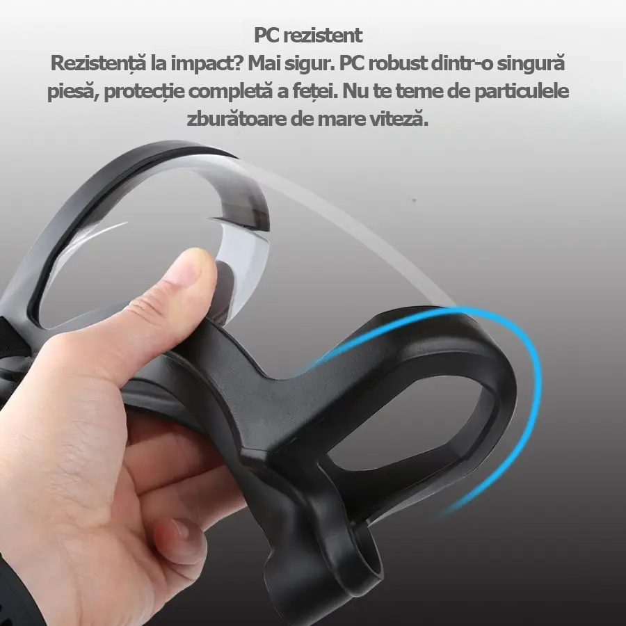 Viziera protejează fața, ochii și căile respiratorii în timpul lucrului.