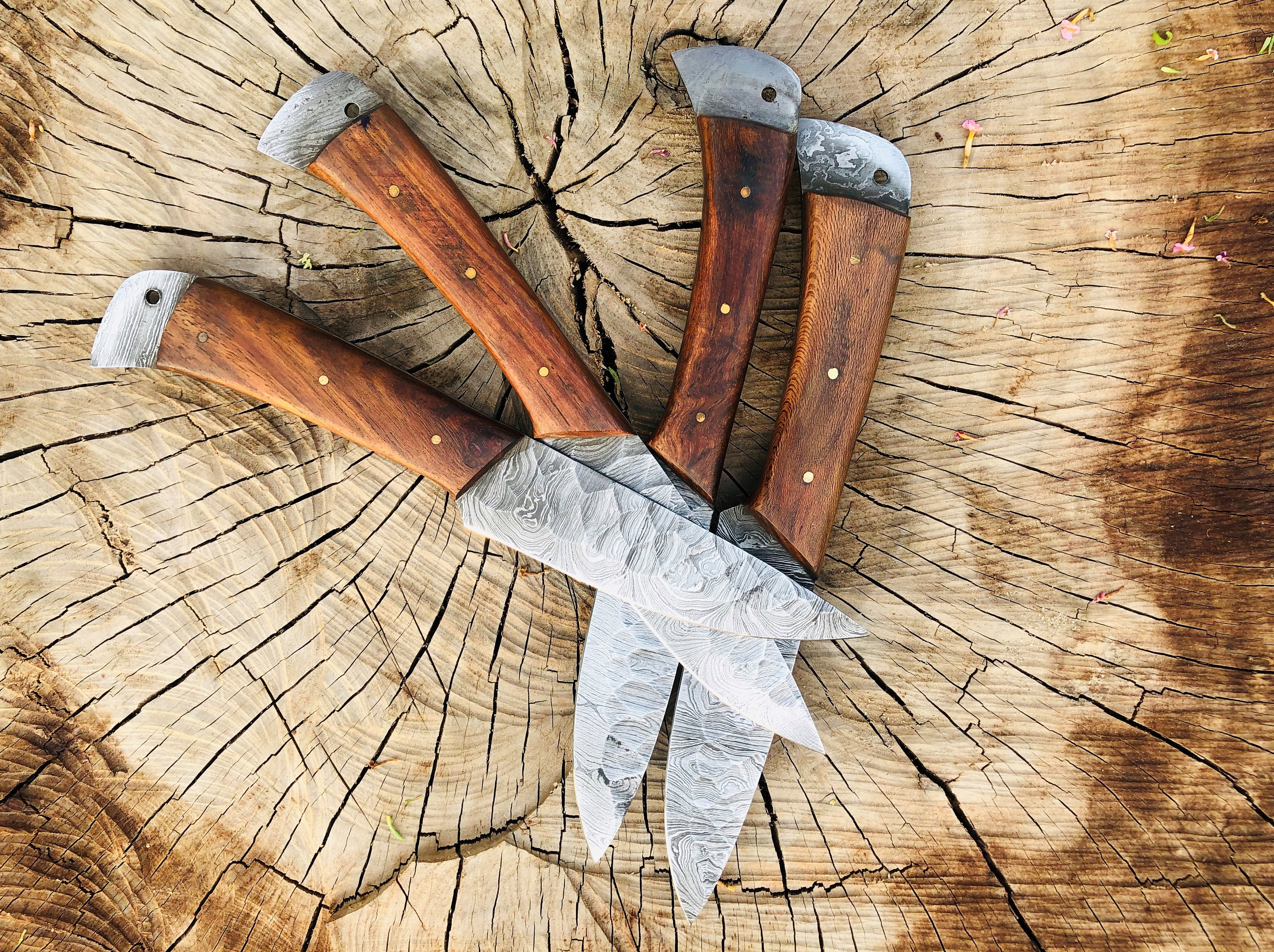 Conjunto de 4 facas artesanais para bife de Damasco
