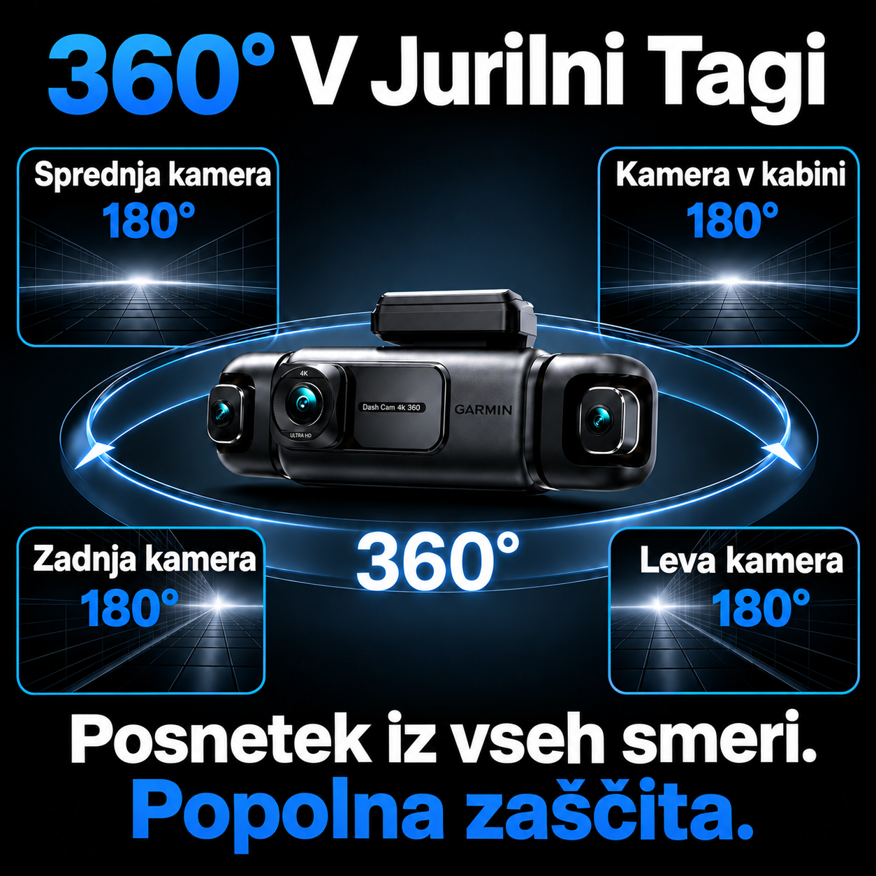 🚗 Celodnevna zaščita za vaš avtomobil｜Garmin G980 štirikamerna 360° panoramska avtomobilska kamera, 4K nočni vid + GPS sledenje