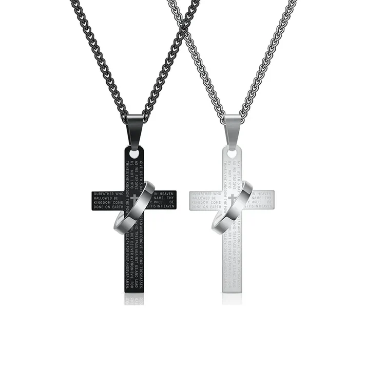 Collar alianza de Fe - Cruz con padre nuestro en español - (Promoción limitada: Paga 1 lleva 2)