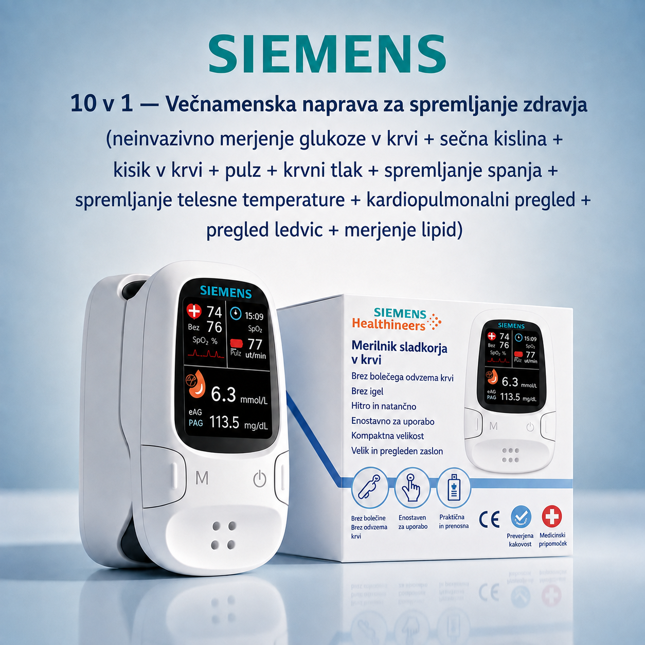 Glukometer brez prebadanja | Brezbolečno spremljanje glukoze doma 📊