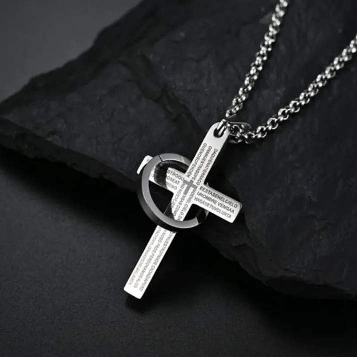 Collar alianza de Fe - Cruz con padre nuestro en español - (Promoción limitada: Paga 1 lleva 2)