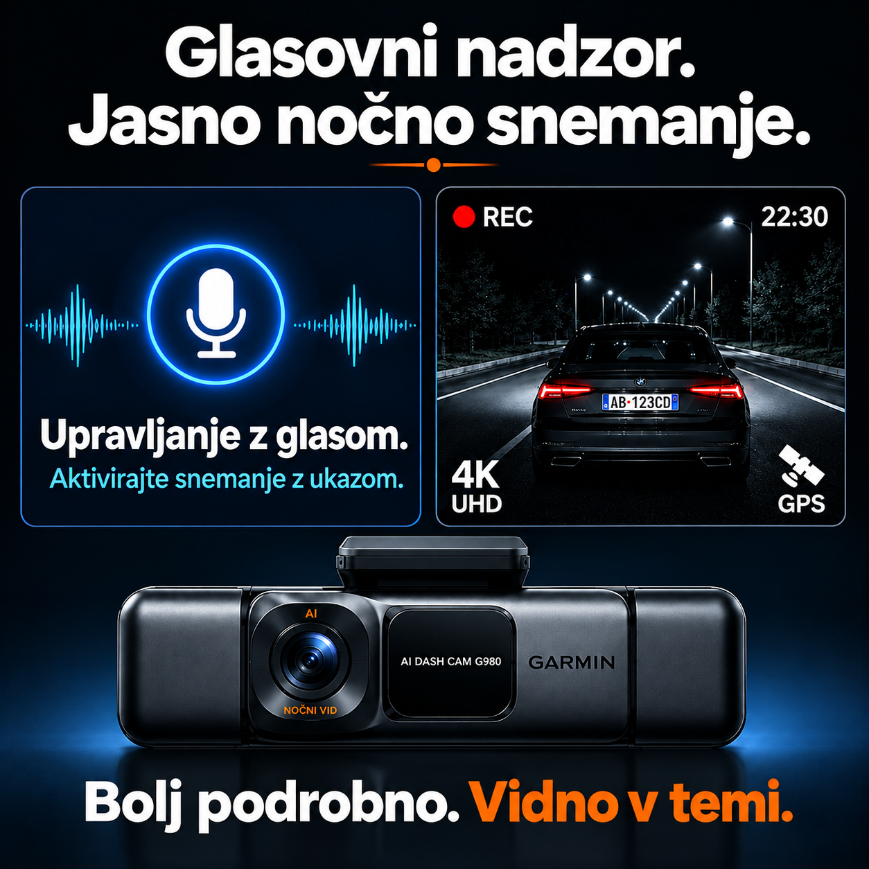 🚗 Celodnevna zaščita za vaš avtomobil｜Garmin G980 štirikamerna 360° panoramska avtomobilska kamera, 4K nočni vid + GPS sledenje