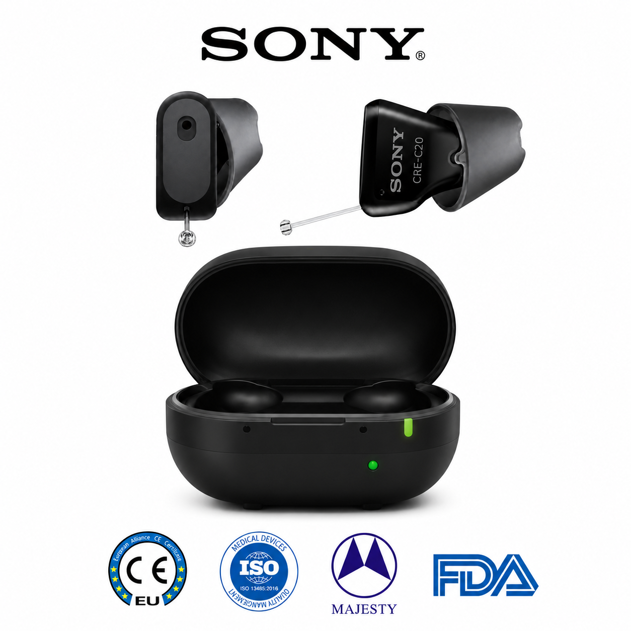 Slušni aparati SONY C20 – nevidni, odobreni s strani FDA, samonastavljivi, na voljo brez recepta