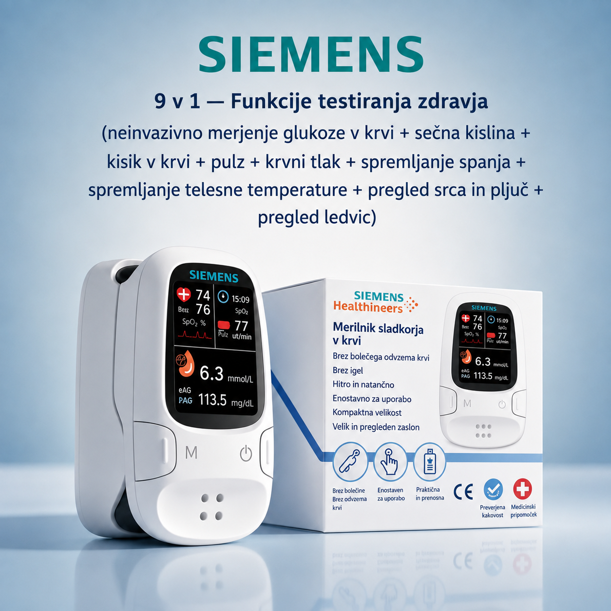 Glukometer brez prebadanja | Brezbolečno spremljanje glukoze doma 📊