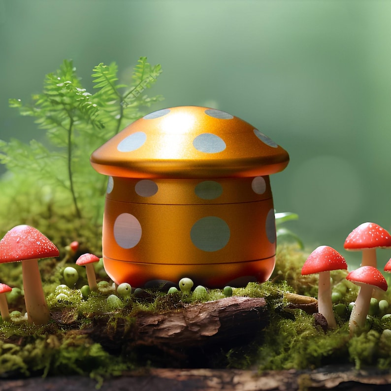 Mushroom Grinder,Finish Four-layer Design Grinder,Mushroom Herbal Grinder,Mushroom Shape,Spring Gift,Healing And Relaxing