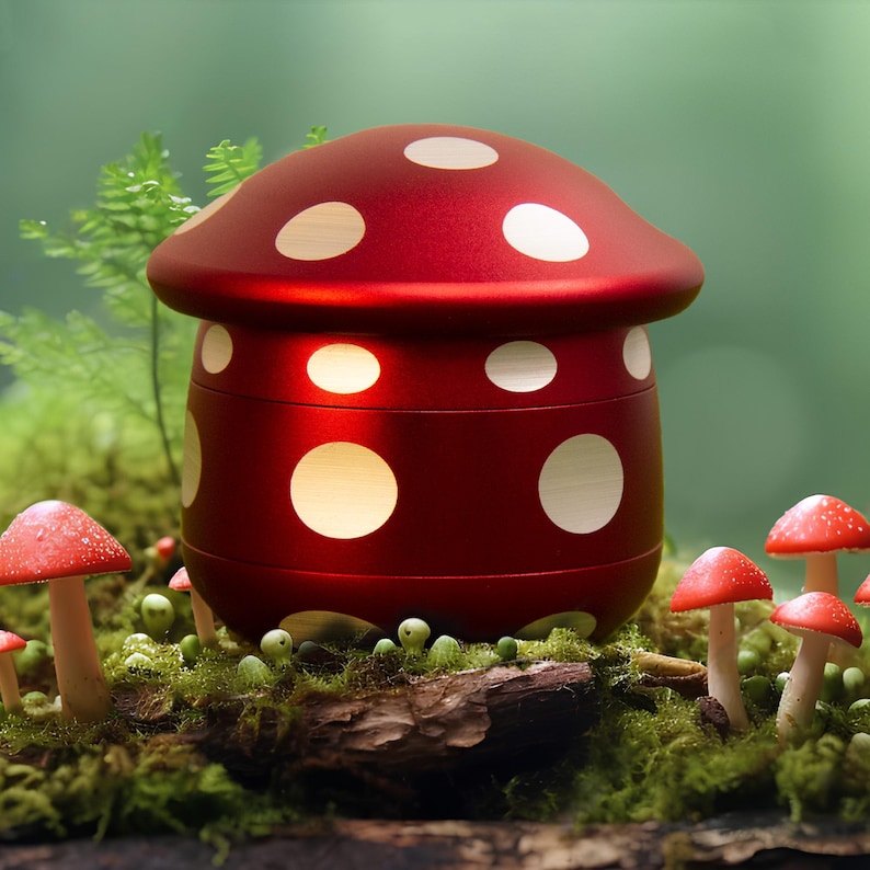 Mushroom Grinder,Finish Four-layer Design Grinder,Mushroom Herbal Grinder,Mushroom Shape,Spring Gift,Healing And Relaxing