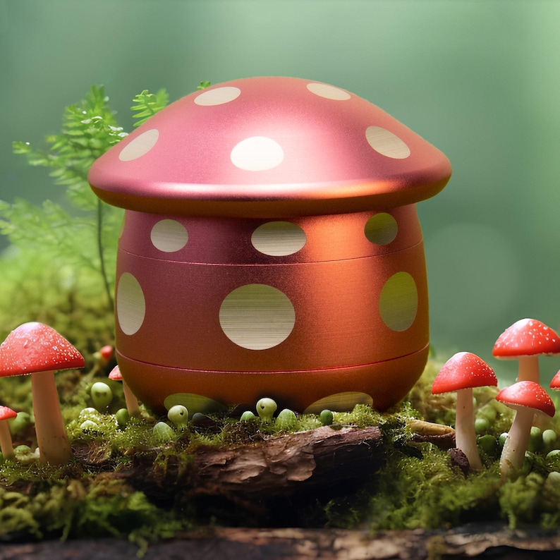 Mushroom Grinder,Finish Four-layer Design Grinder,Mushroom Herbal Grinder,Mushroom Shape,Spring Gift,Healing And Relaxing