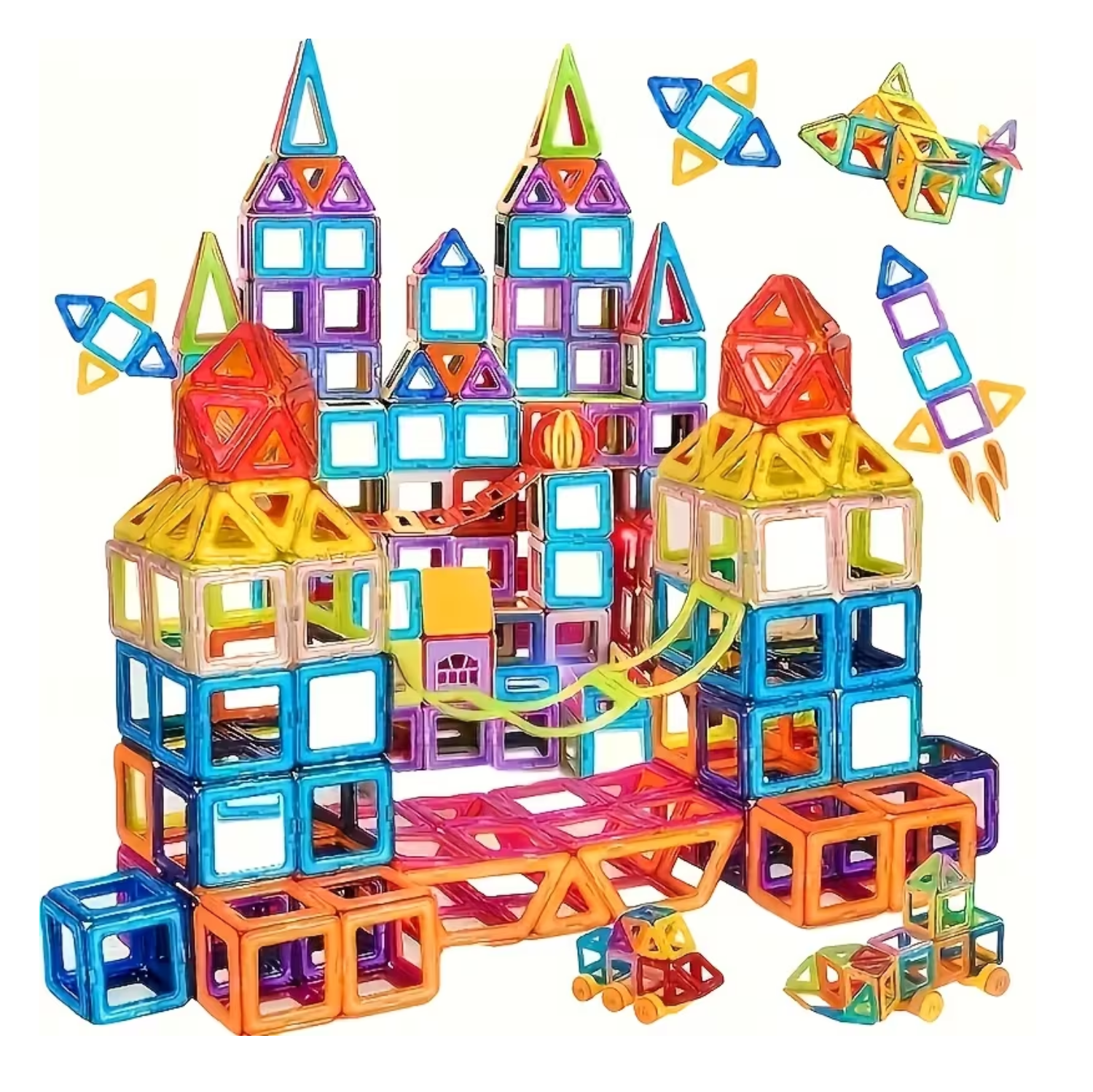 Kids Magnetic Tiles 100 Piece Magnetic Building Blocks STEM Learning Toy Random Colors for Kids