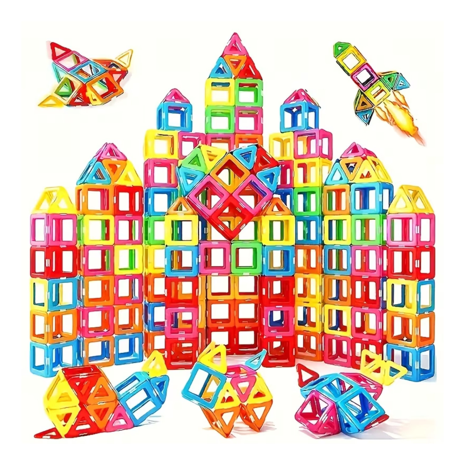 Kids Magnetic Tiles 100 Piece Magnetic Building Blocks STEM Learning Toy Random Colors for Kids