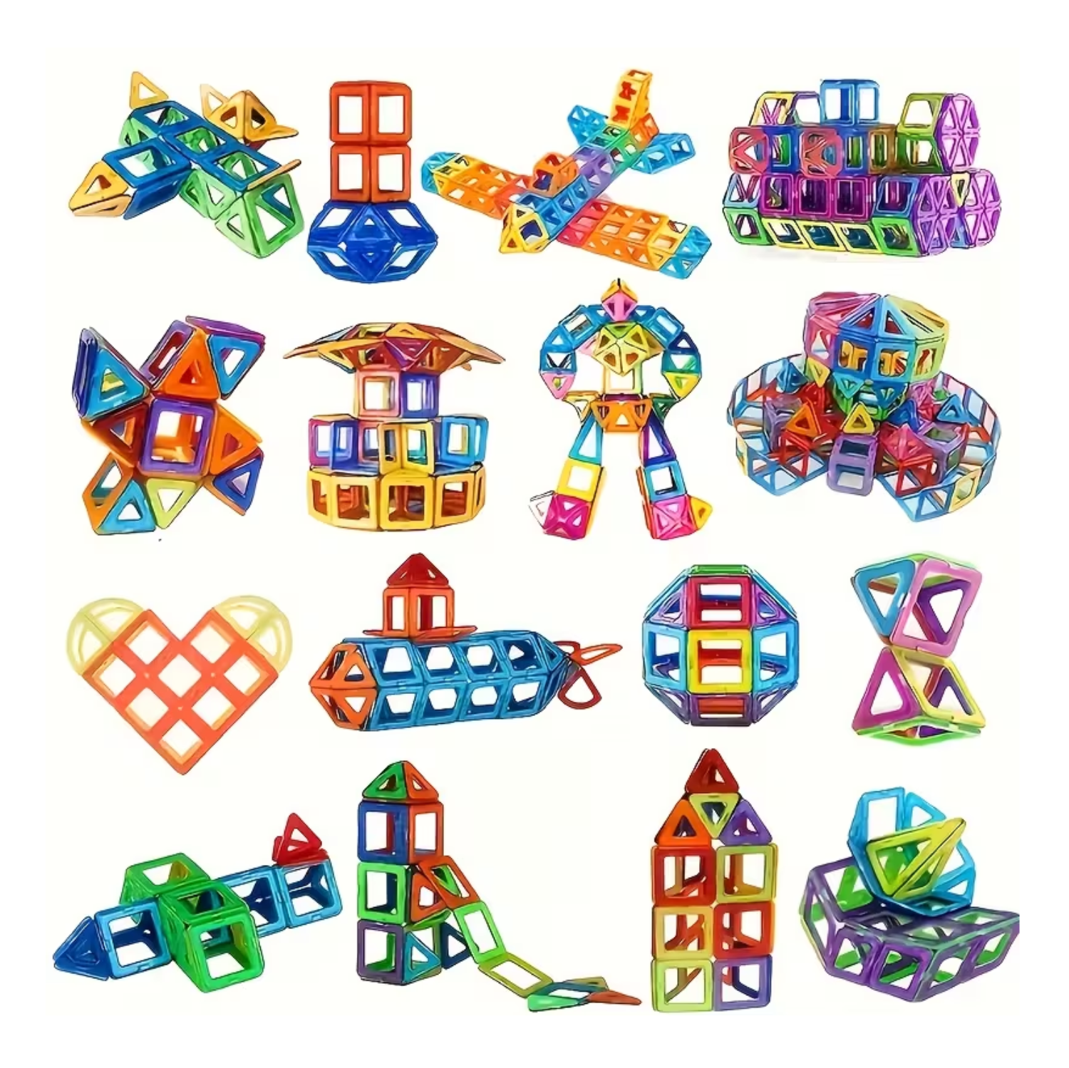 Kids Magnetic Tiles 100 Piece Magnetic Building Blocks STEM Learning Toy Random Colors for Kids