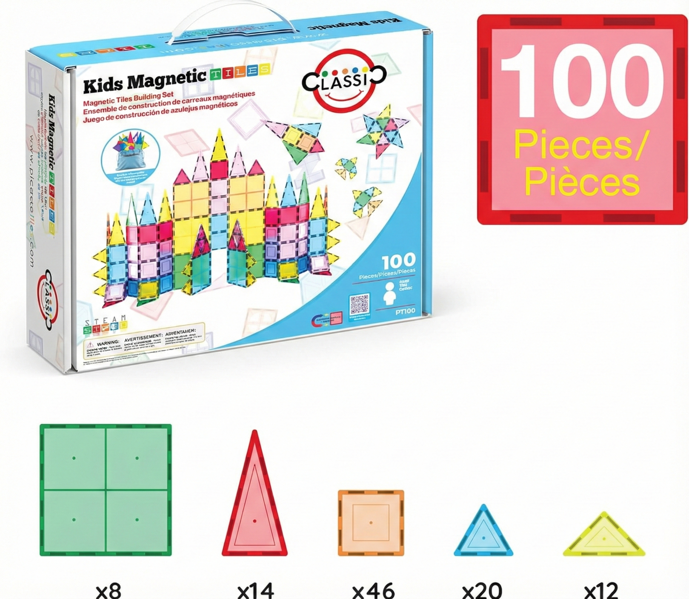 100‑Piece Magnetic Building Tiles Set