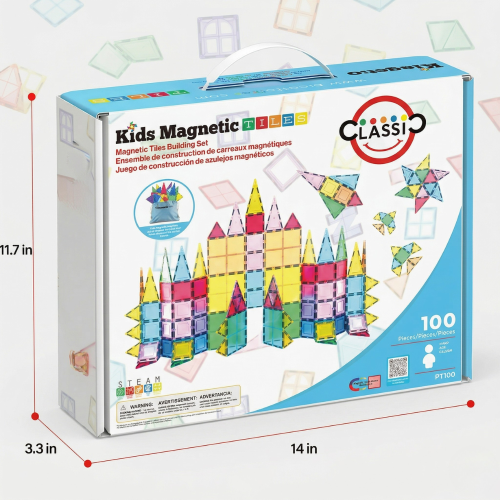 100 Pieces Magnetic Building Tiles Set