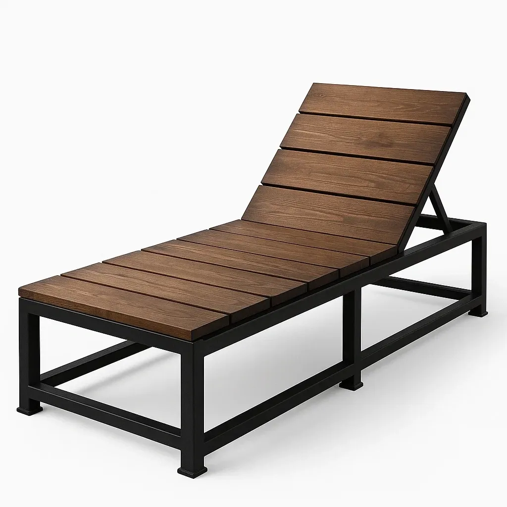 Lettino prendisole in Legno Massello e Metallo Marrone Regolabile-SOFENERA