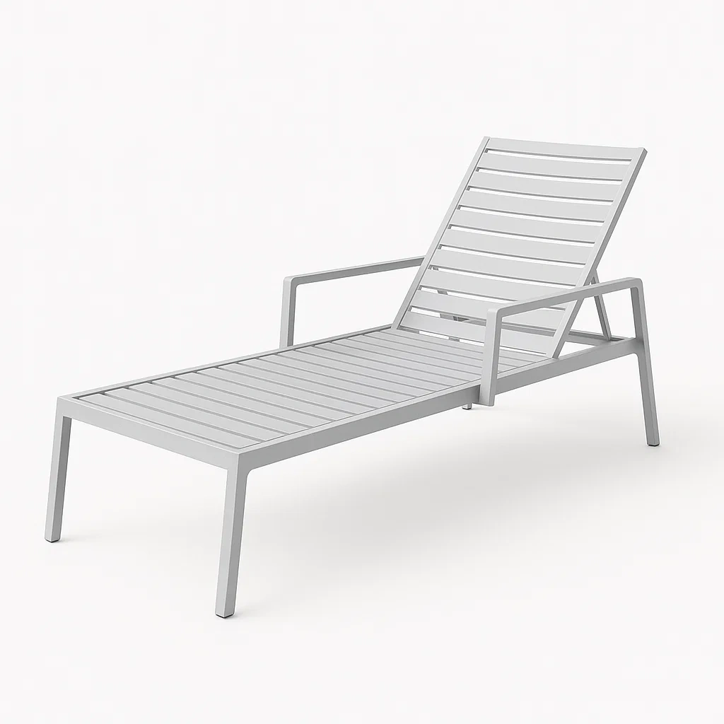 Lettino prendisole in Alluminio Grigio Regolabile con Braccioli-SOFENERA