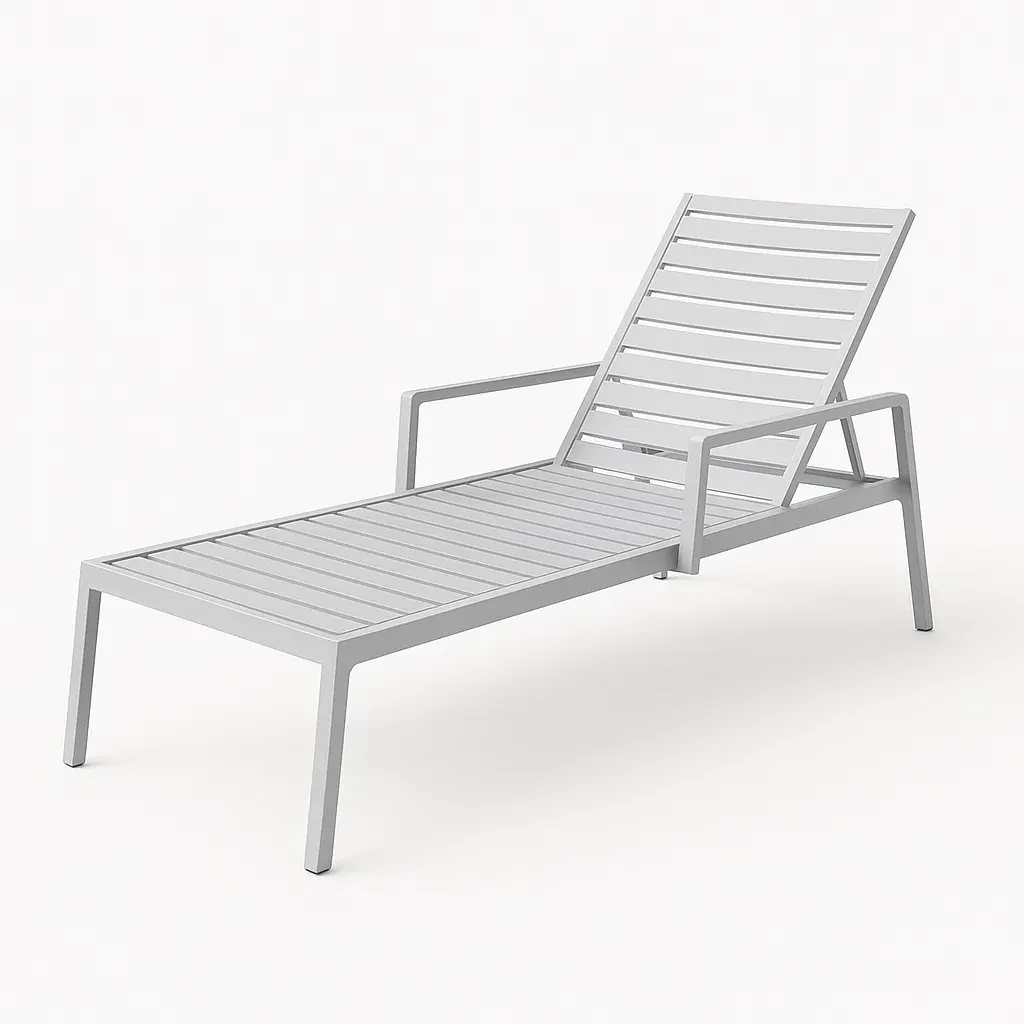 Lettino prendisole in Alluminio Grigio Regolabile con Braccioli-SOFENERA