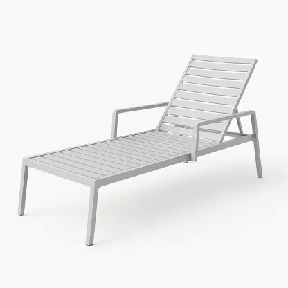 Lettino prendisole in Alluminio Grigio Regolabile con Braccioli-SOFENERA