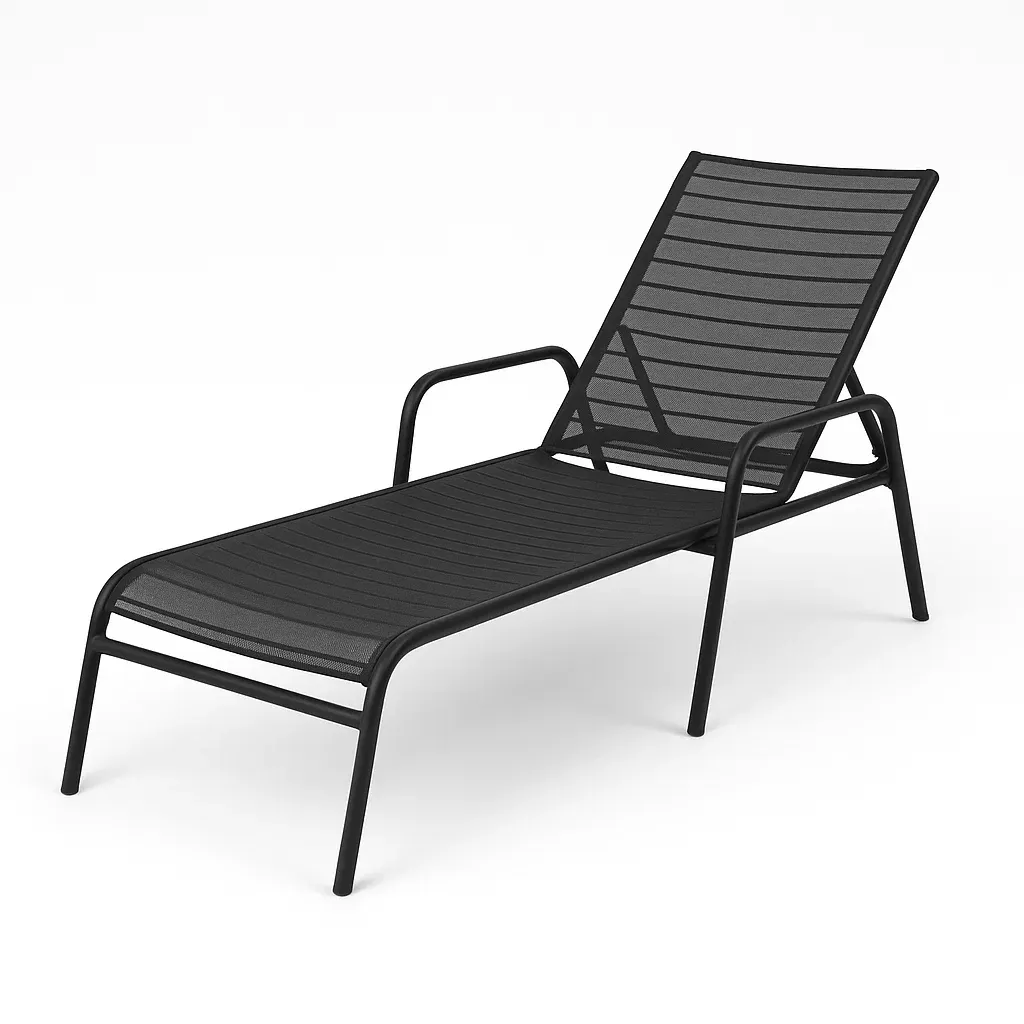 Lettino prendisole in Alluminio e Textilene Nero da Esterno-SOFENERA